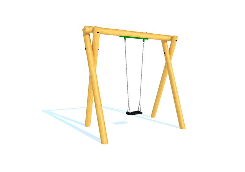 Technical render of a Timber Swing (2.4M) with Flat Seat